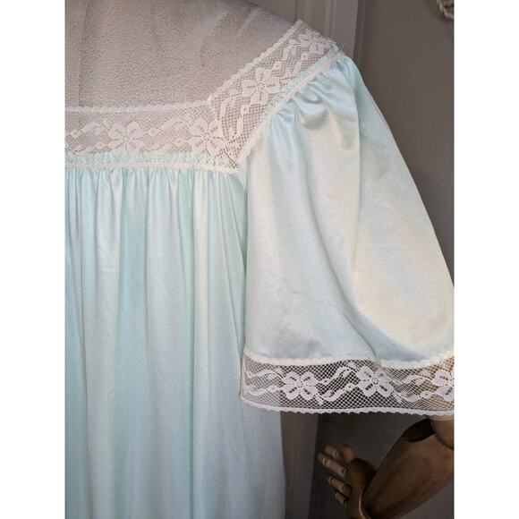 Vintage 60s Gossard Artemis Negligee Mint Green Lace Nightgown Maxi NWT - Picture 9 of 12